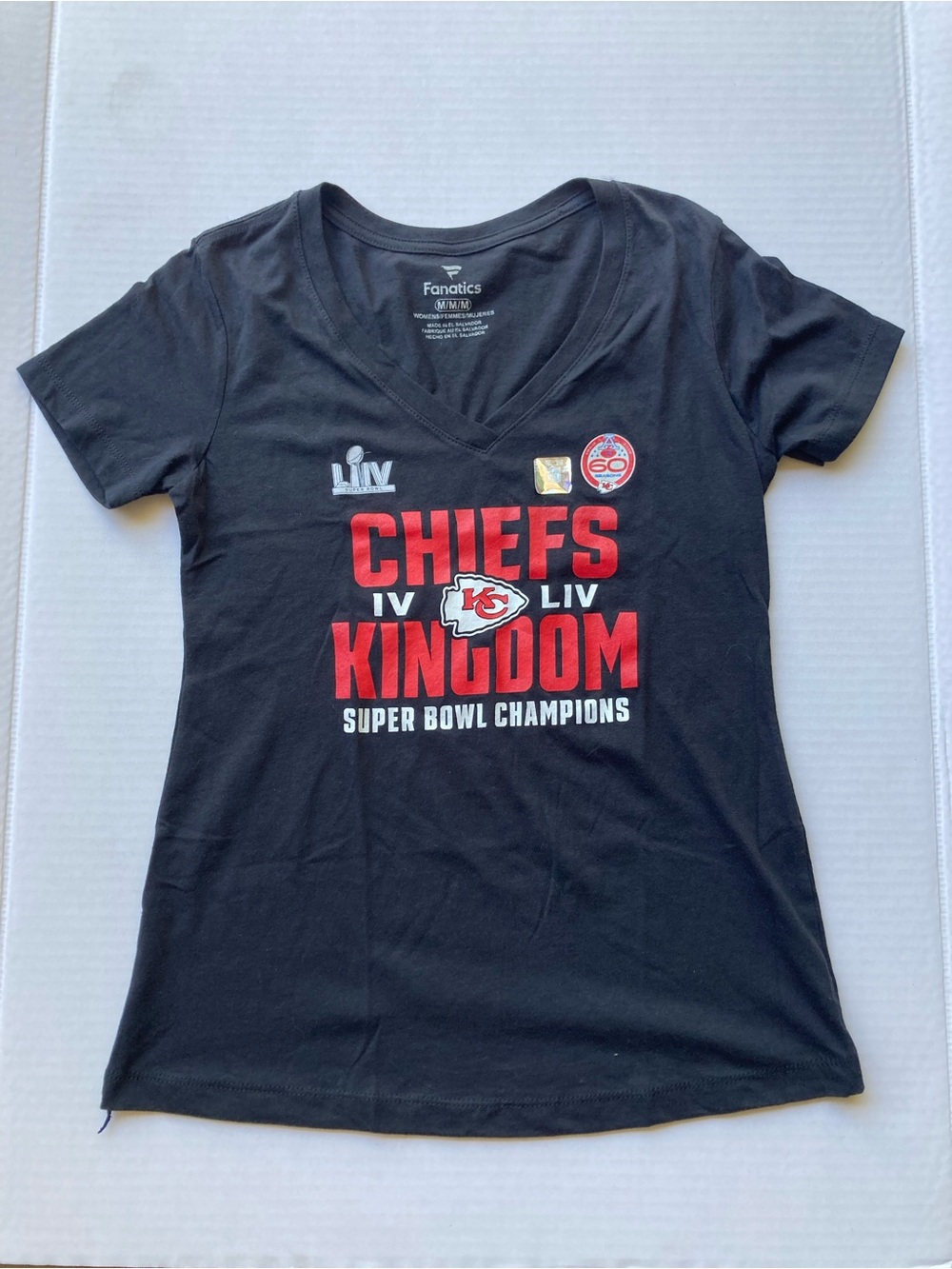 Kansas City Chiefs Fanatics Super Bowl Champions T-Shirt Football Sports v neck